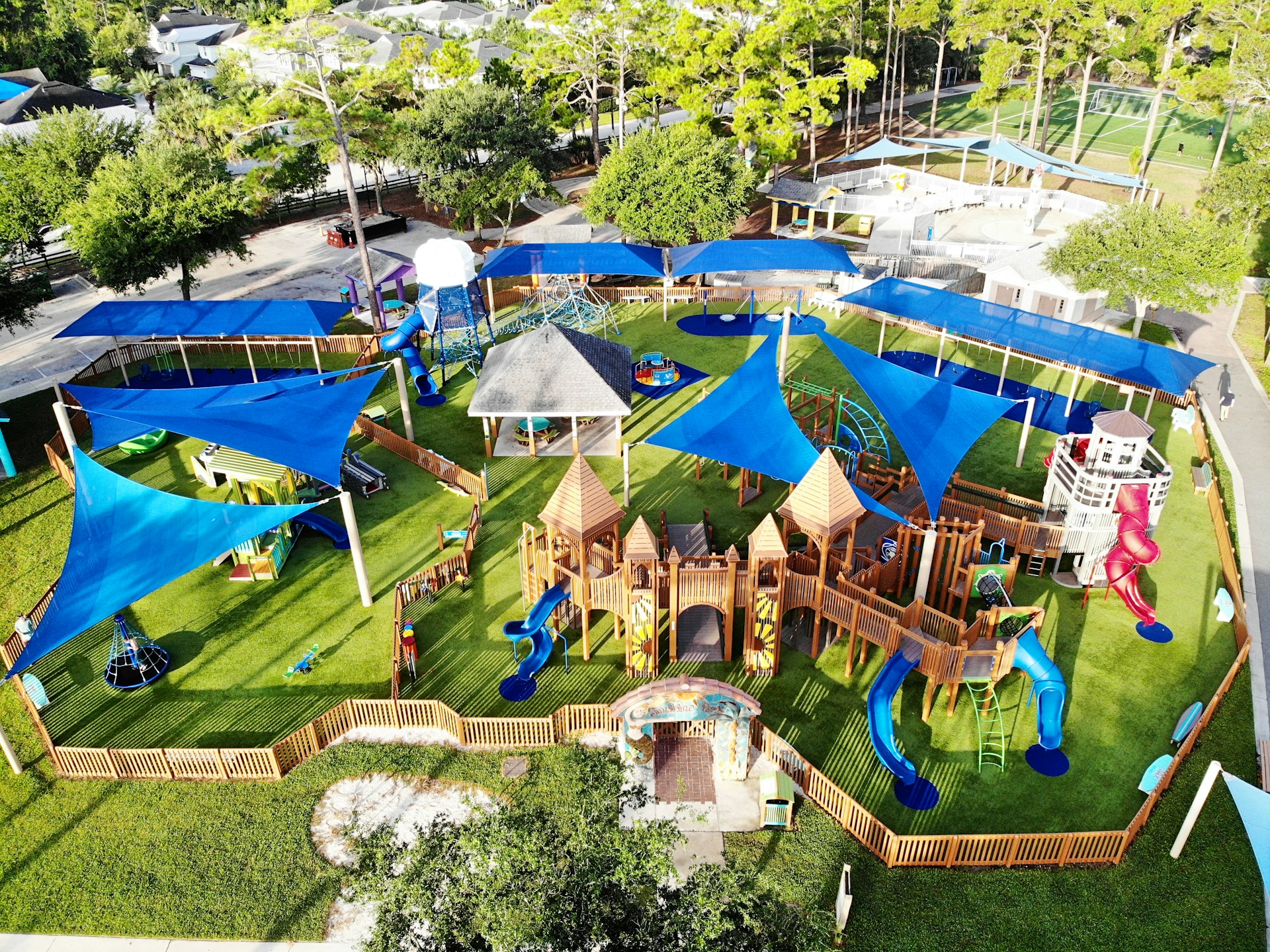 an aerial view of a children's play area